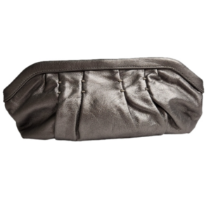 Baguette Clutch Leather Metallic zipper Satin lining GAP